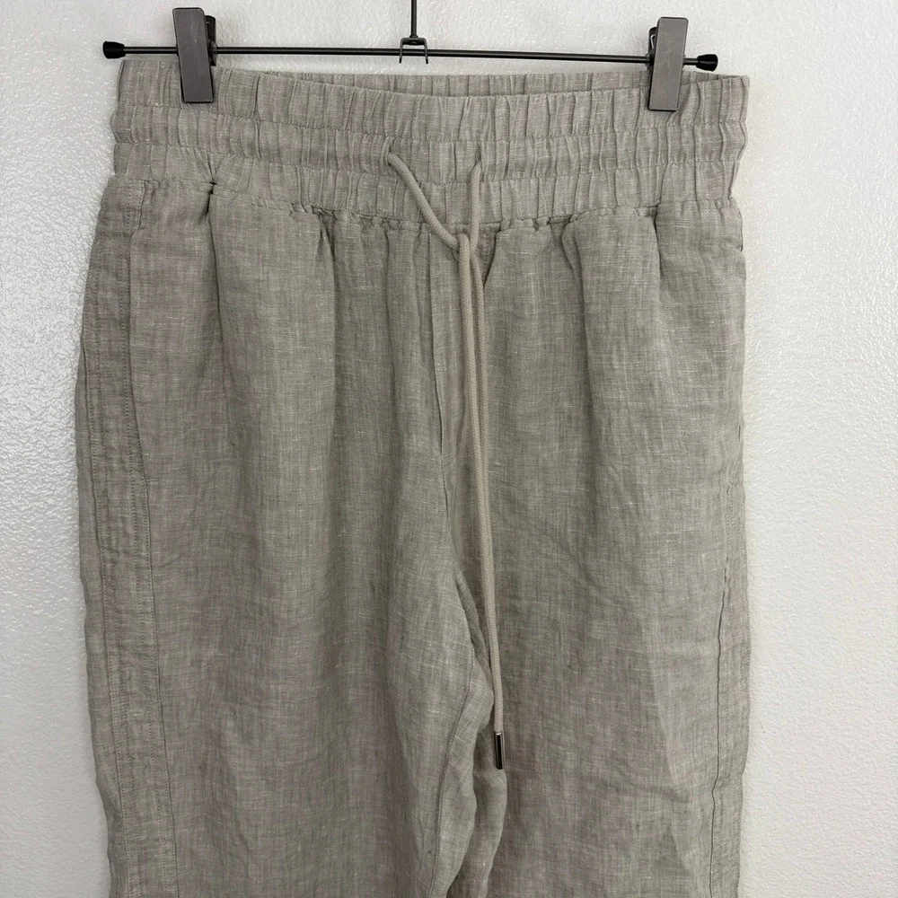 Quince Pants Womens Small Beige Euoropean Linen Wide Leg Drawstring Elastic 26